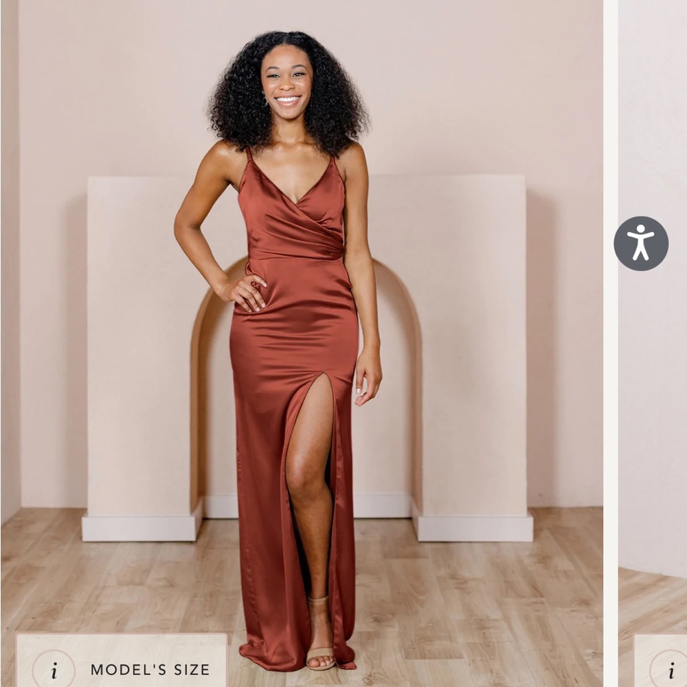 REVELRY Rava Satin Dress Terracotta Rust